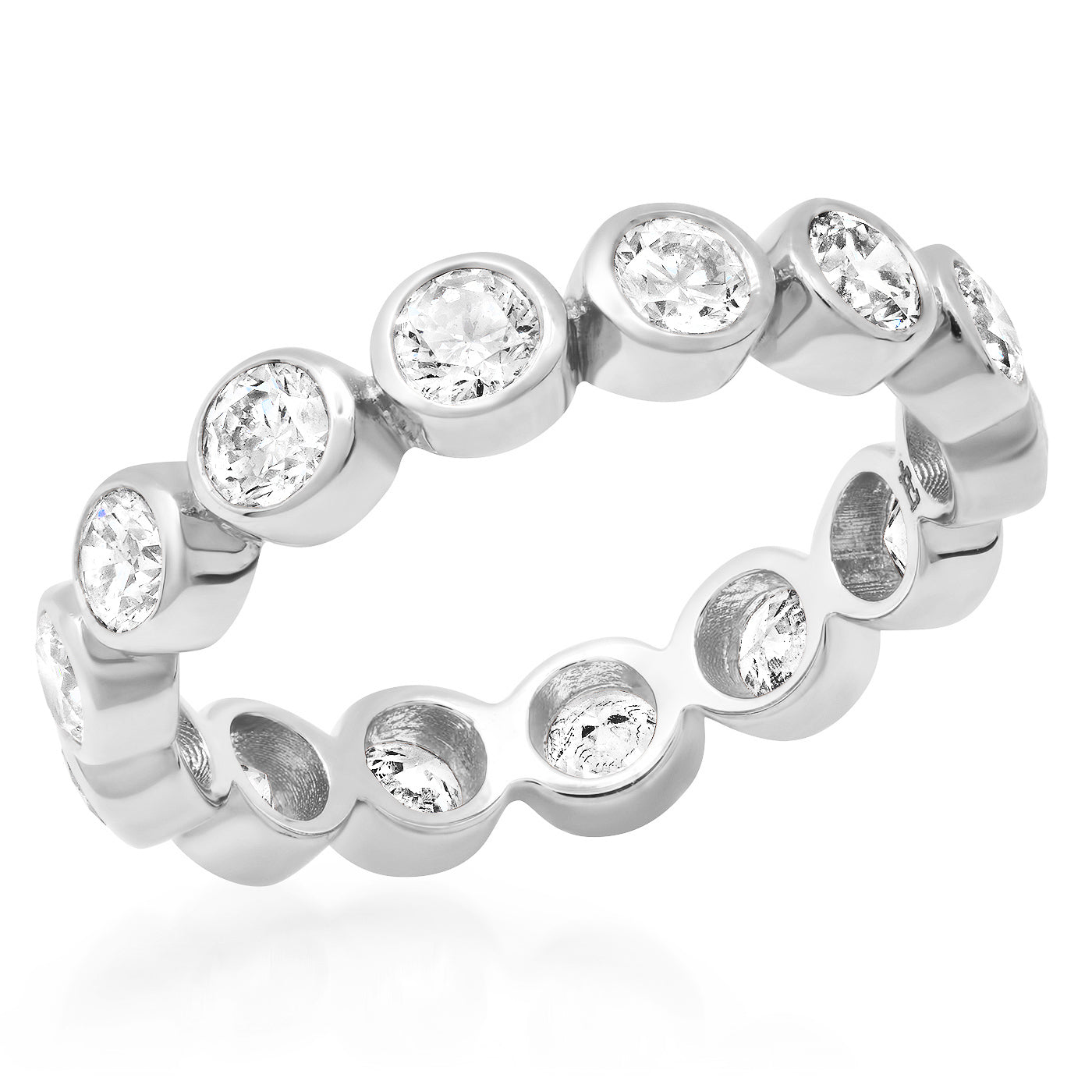 14K White Gold Diamond Bezel Set Eternity Band